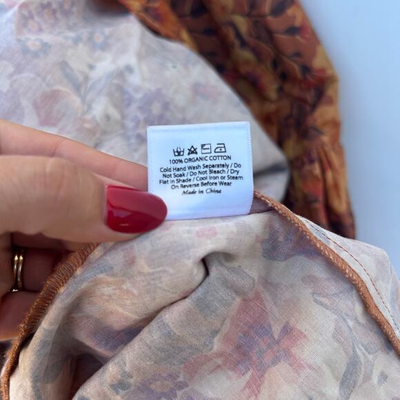 Auguste The Label Caramel Floral Tiered Maxi Skirt Size 6 Orange Fall Autumn - Picture 8 of 8